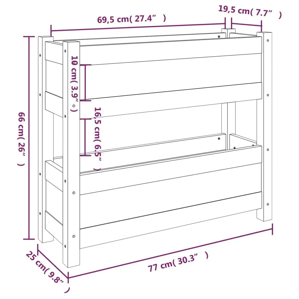 Planter Grey 77x25x66 cm Solid Wood Pine 823943