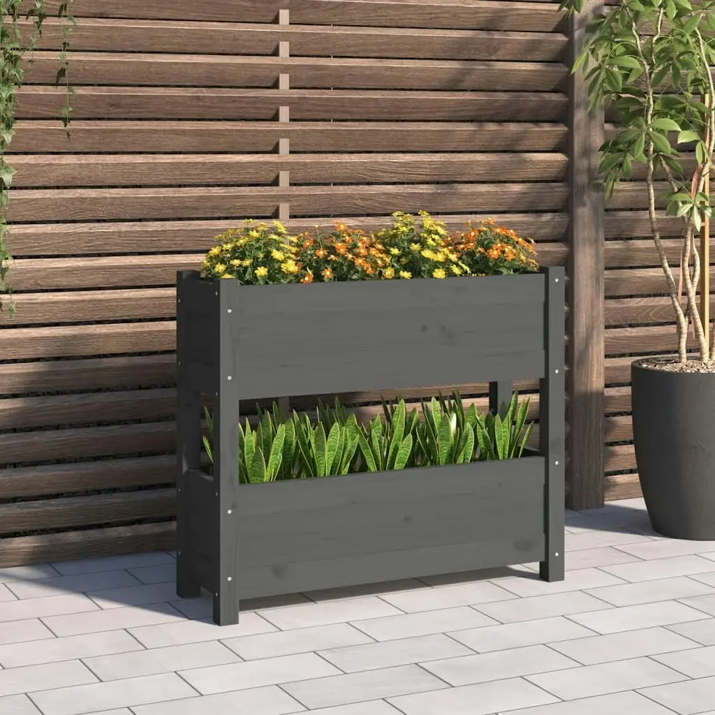 Planter Grey 77x25x66 cm Solid Wood Pine 823943