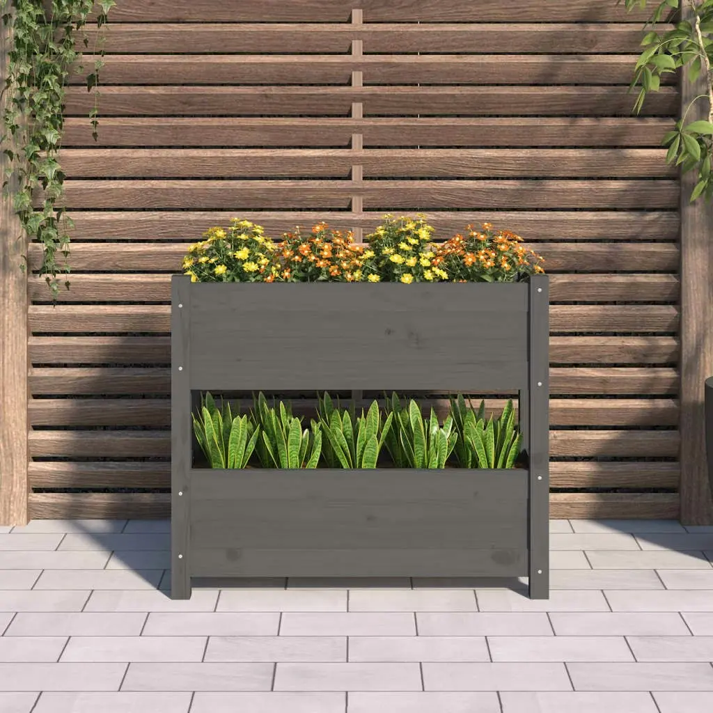 Planter Grey 77x25x66 cm Solid Wood Pine 823943