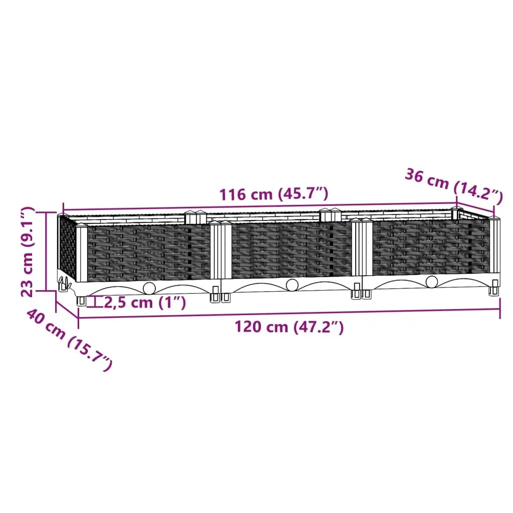 Raised Bed 120x40x23 cm Polypropylene 310399