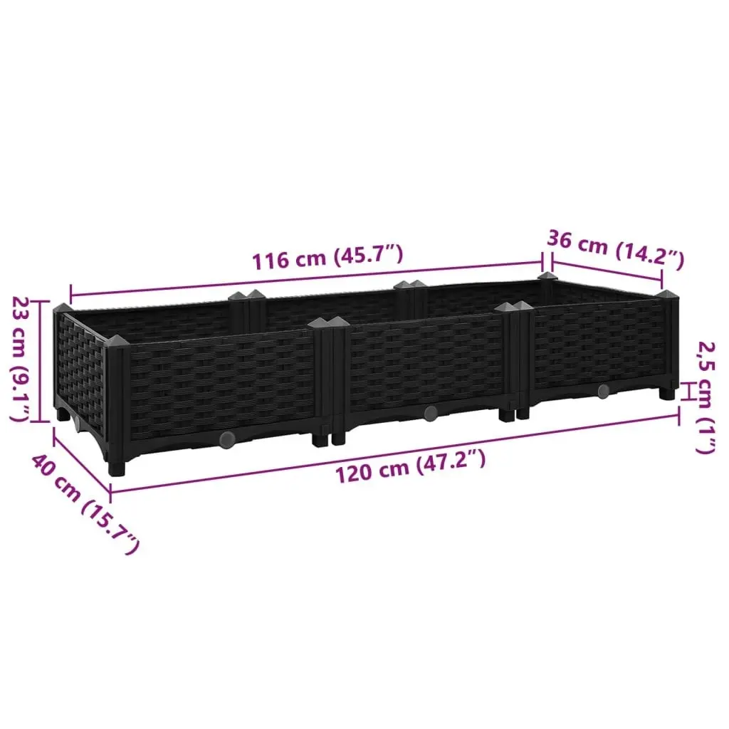 Raised Bed 120x40x23 cm Polypropylene 316528