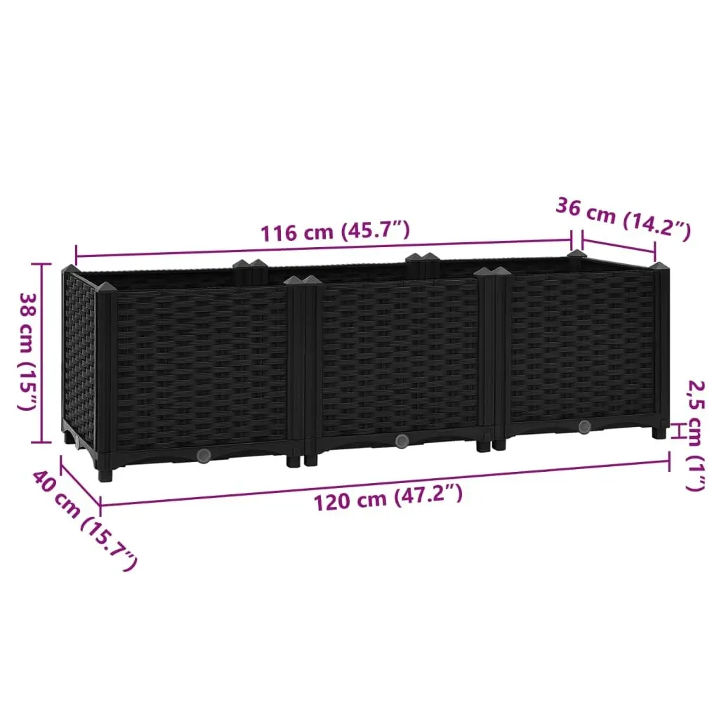 Raised Bed 120x40x38 cm Polypropylene 316532