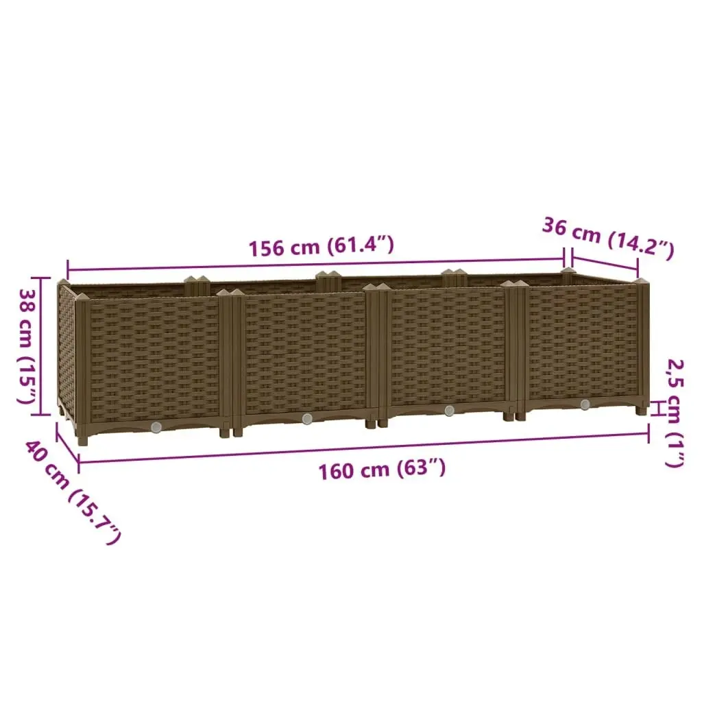 Raised Bed 160x40x38 cm Polypropylene 316518