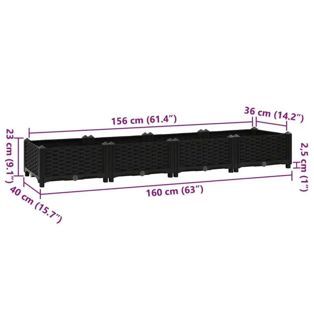 Raised Bed 160x40x23 cm Polypropylene 316529