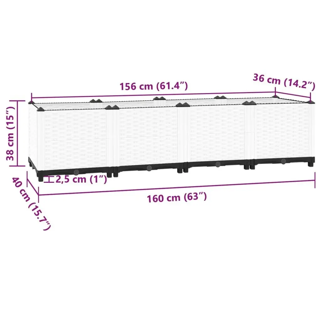 Raised Bed 160x40x38 cm Polypropylene 153311