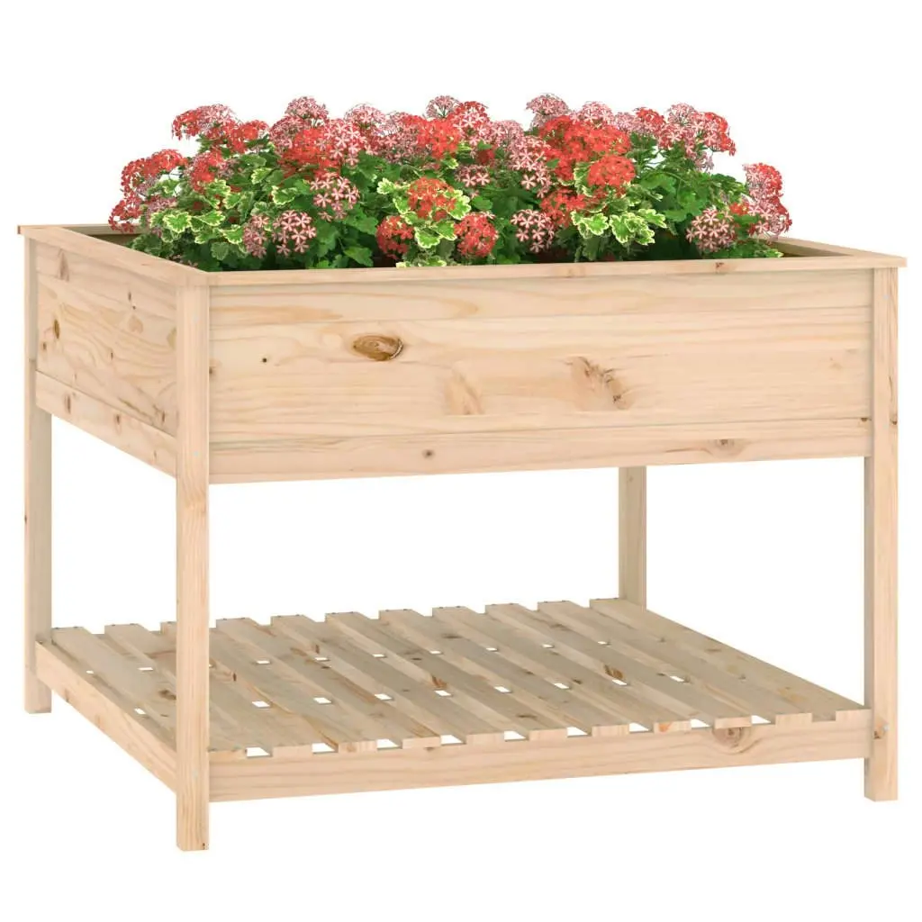 Planter with Shelf 111.5x111.5x81 cm Solid Wood Pine 823801