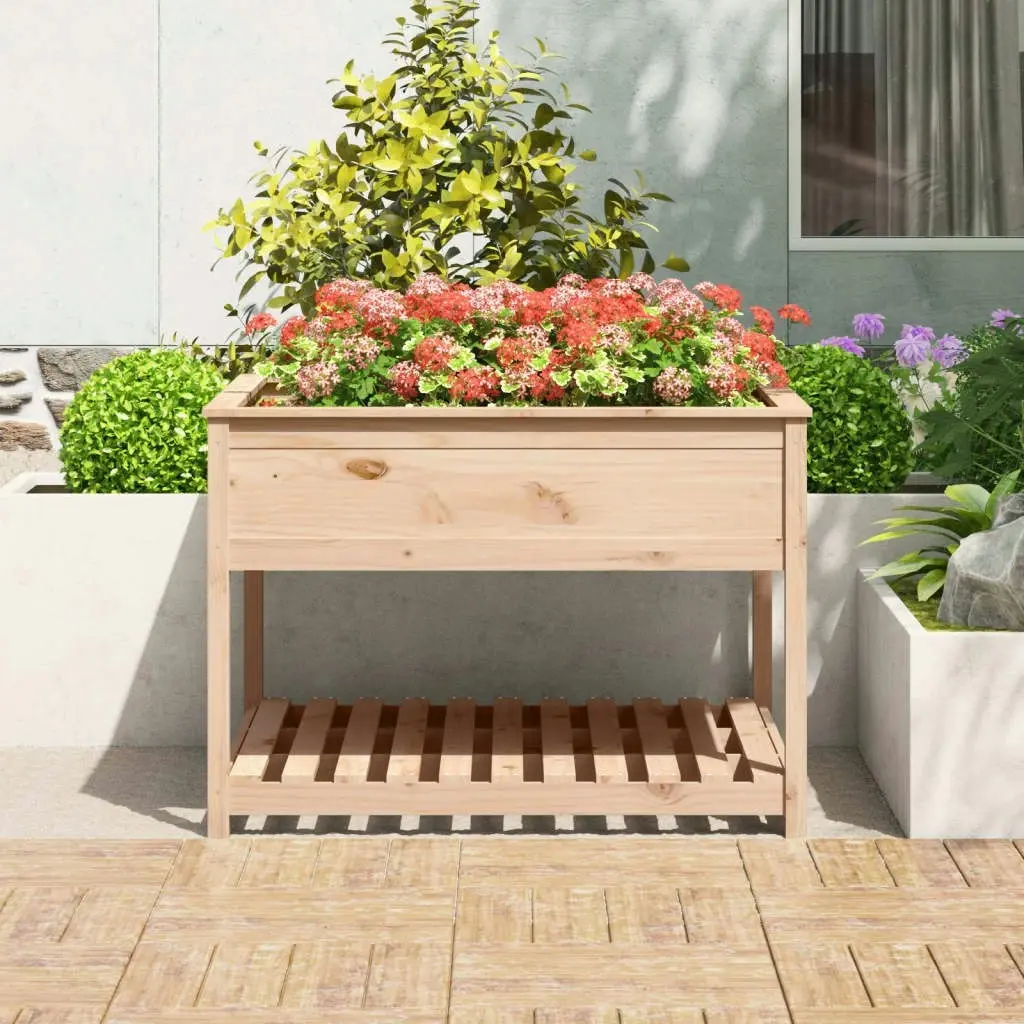 Planter with Shelf 111.5x111.5x81 cm Solid Wood Pine 823801