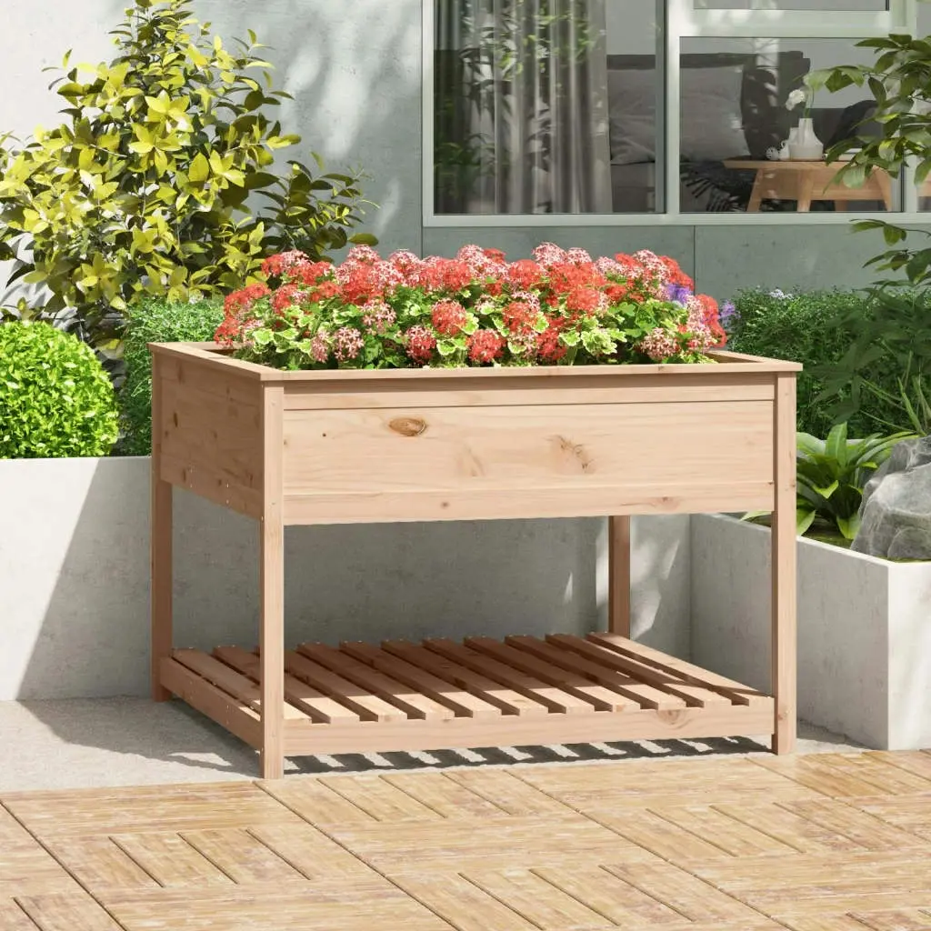 Planter with Shelf 111.5x111.5x81 cm Solid Wood Pine 823801