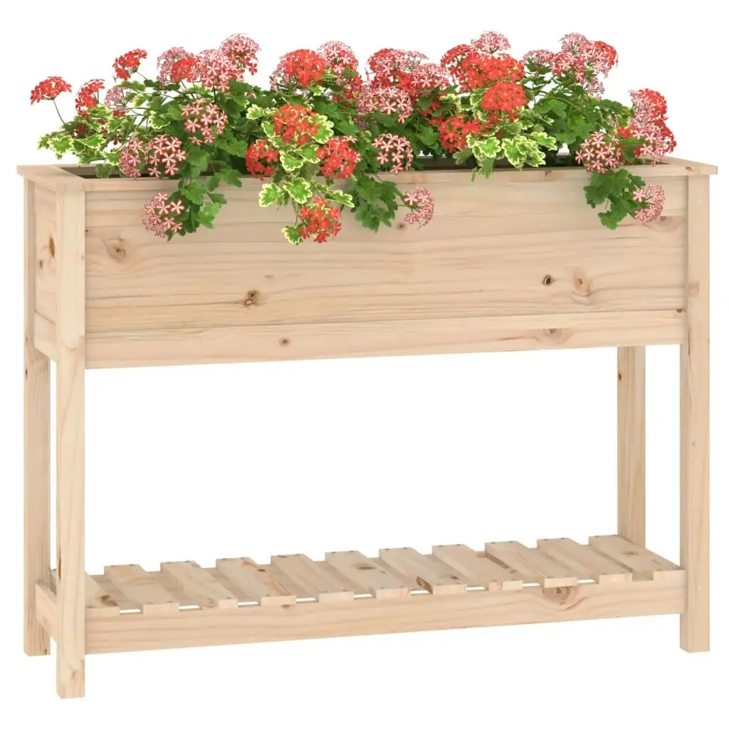 Planter with Shelf 111.5x34.5x81 cm Solid Wood Pine 823766