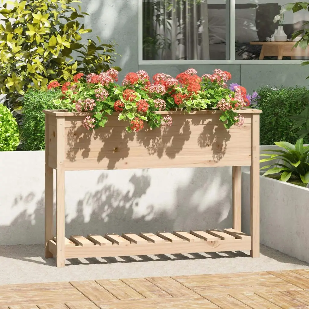 Planter with Shelf 111.5x34.5x81 cm Solid Wood Pine 823766