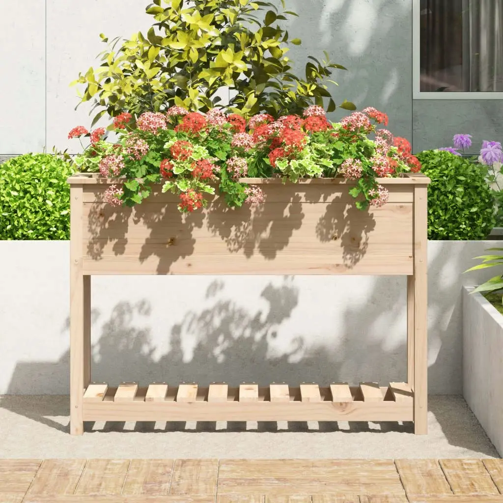 Planter with Shelf 111.5x34.5x81 cm Solid Wood Pine 823766