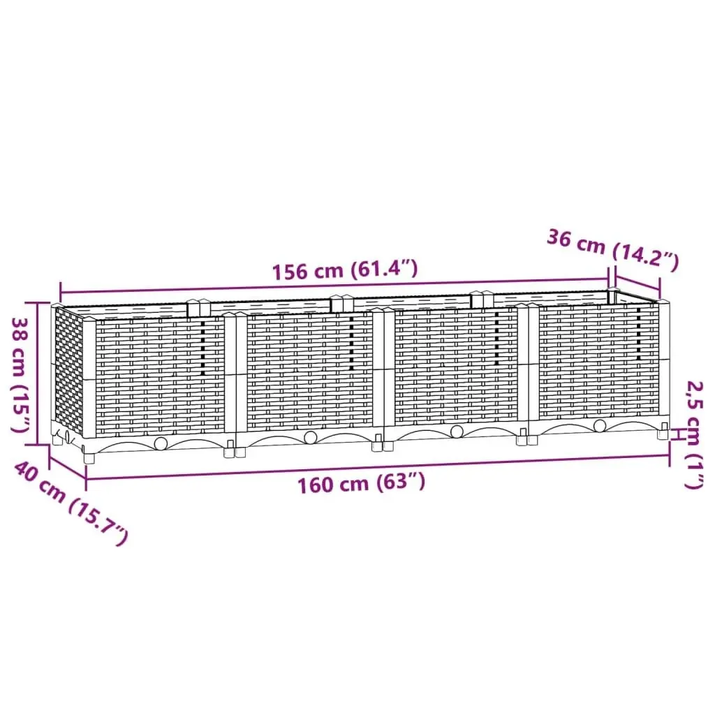 Raised Bed 160x40x38 cm Polypropylene 310404