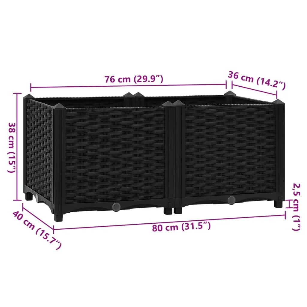 Raised Bed 80x40x38 cm Polypropylene 316531