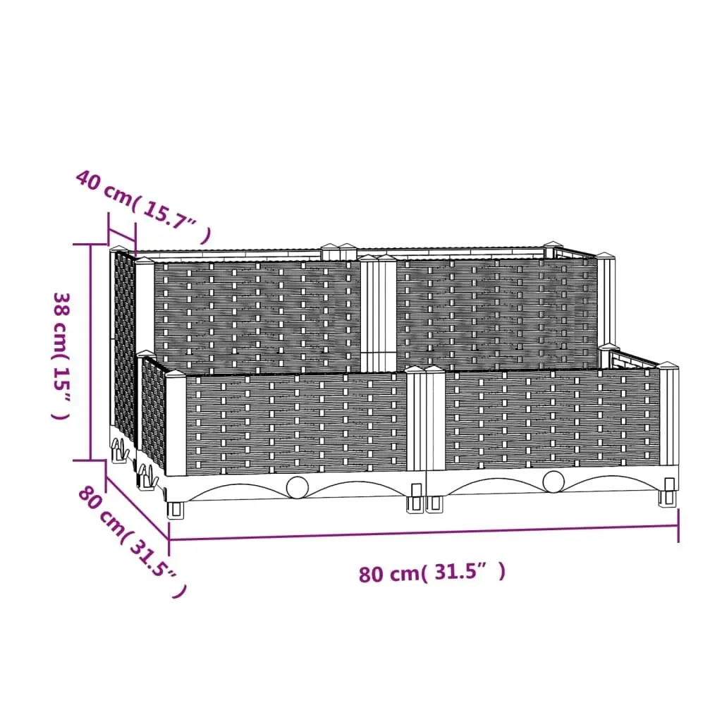 Raised Bed 80x80x38 cm Polypropylene 310409