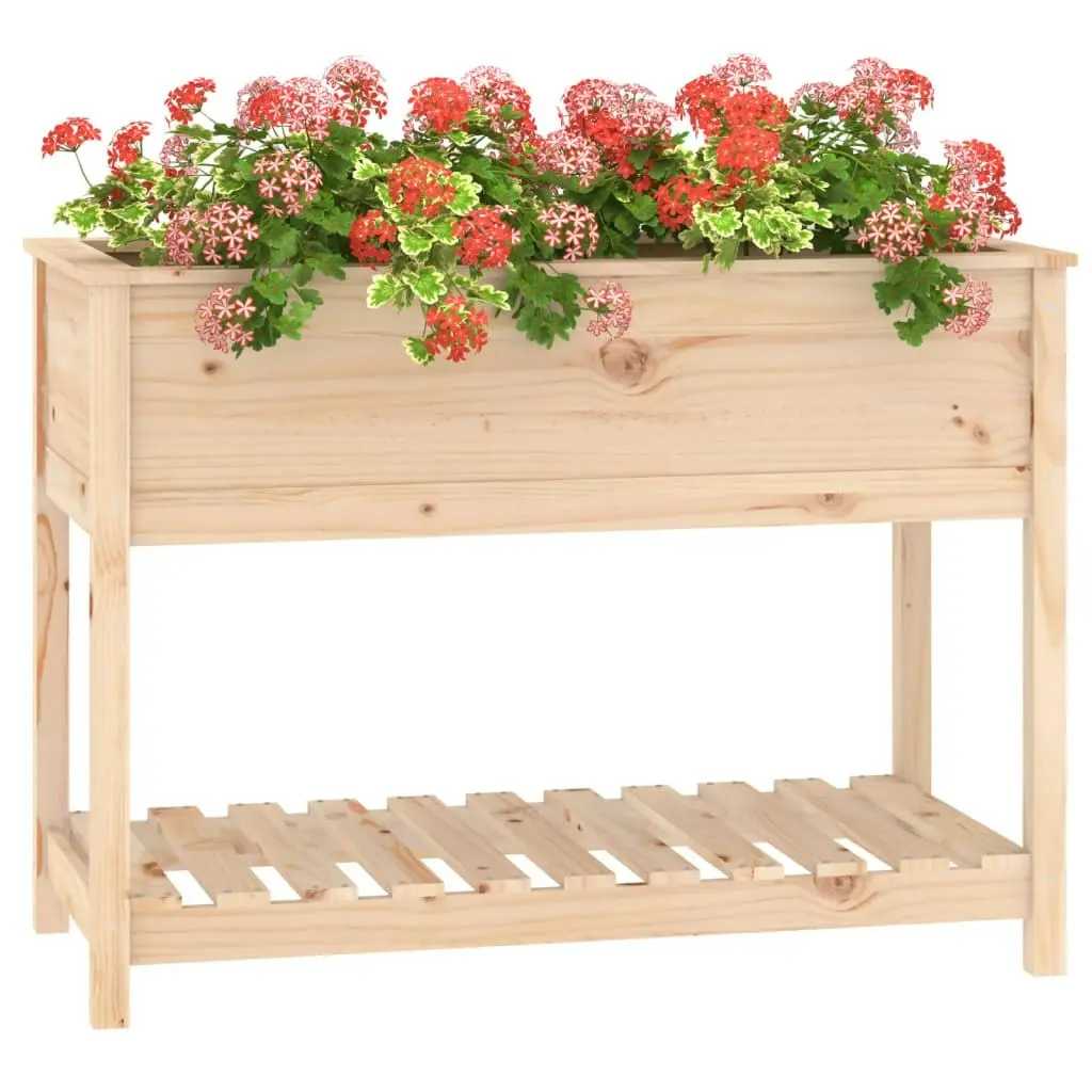 Planter with Shelf 111.5x54x81 cm Solid Wood Pine 823787