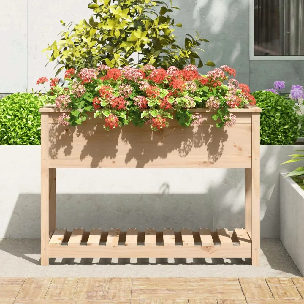 Planter with Shelf 111.5x54x81 cm Solid Wood Pine 823787