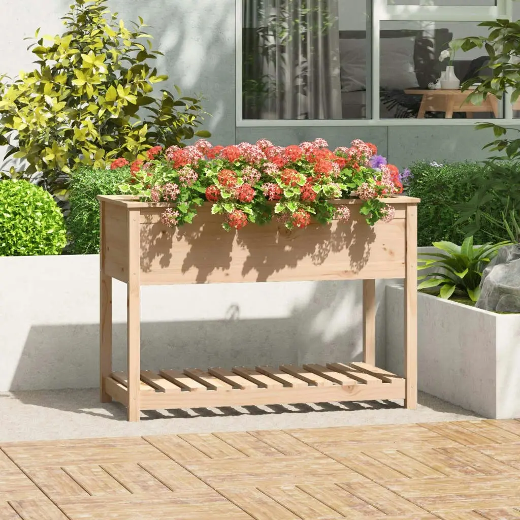 Planter with Shelf 111.5x54x81 cm Solid Wood Pine 823787