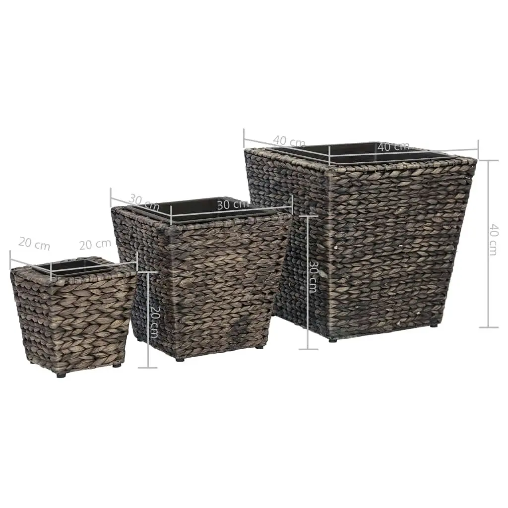 Raised Beds 3 pcs Water Hyacinth Brown 45572