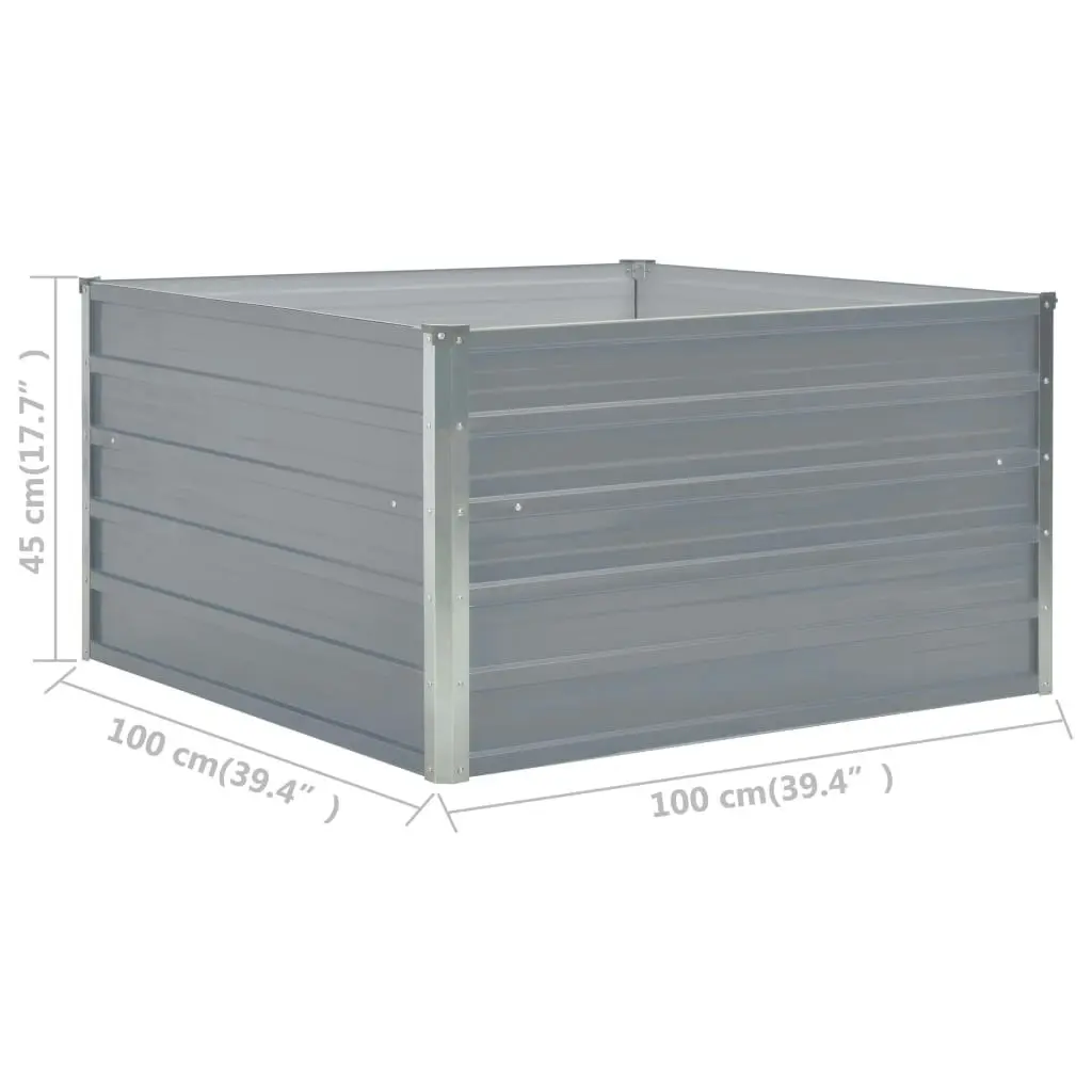 Raised Garden Bed 100x100x45 cm Galvanised Steel Grey 47022