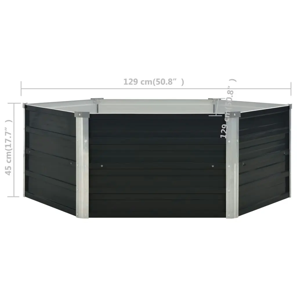 Raised Garden Bed Anthracite 129x129x45 cm Galvanised Steel 45723