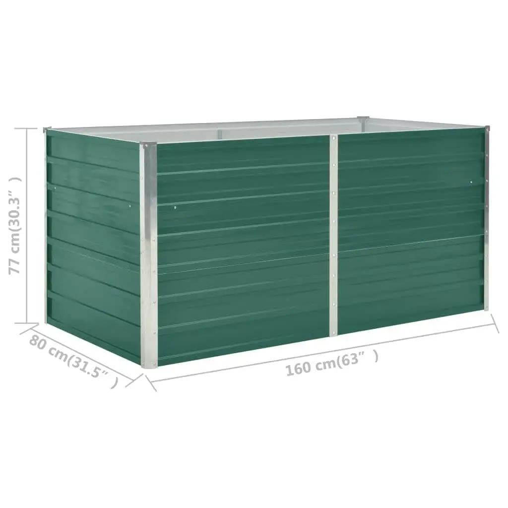 Raised Garden Bed 160x80x77 cm Galvanised Steel Green 47010