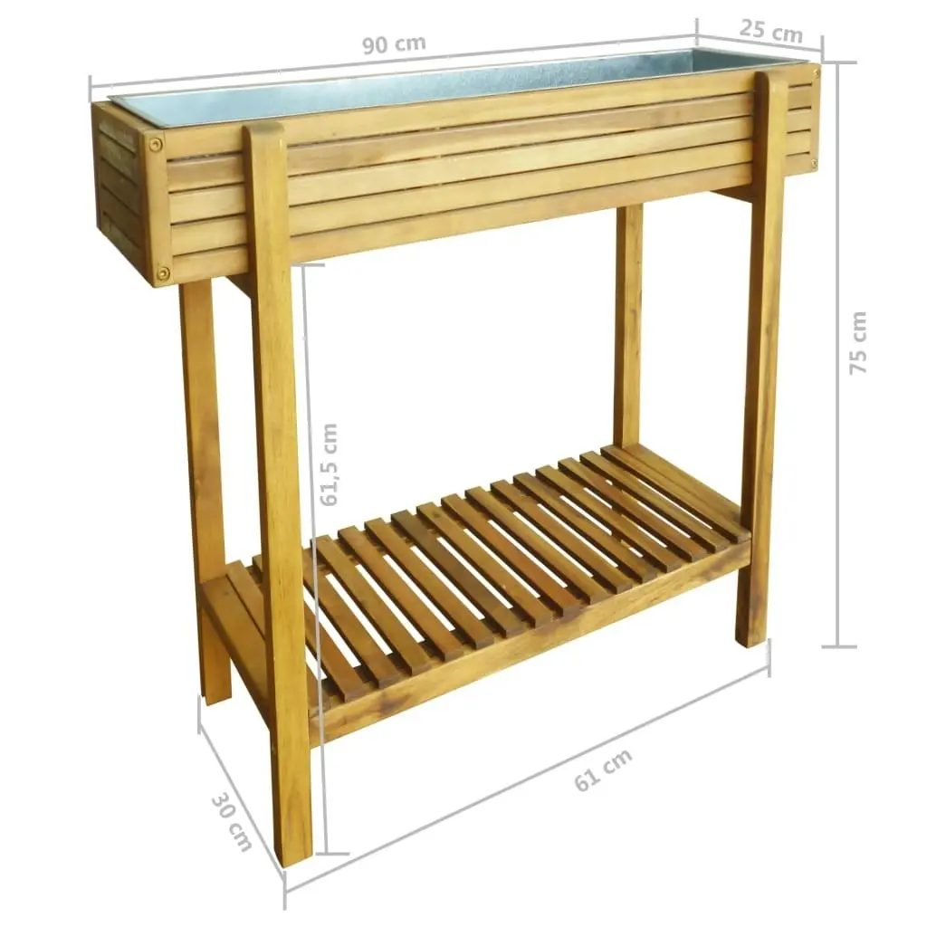 Raised Garden Raised Bed Solid Acacia Wood and Zinc 43793