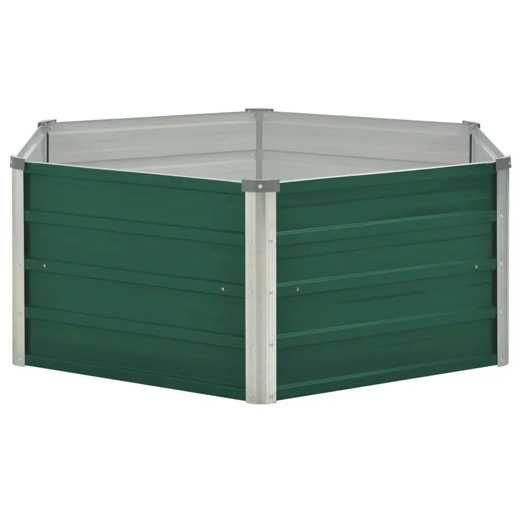 Raised Garden Bed 129x129x46 cm Galvanised Steel Green 47015