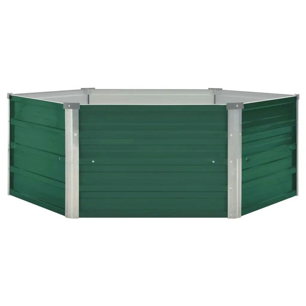 Raised Garden Bed 129x129x46 cm Galvanised Steel Green 47015