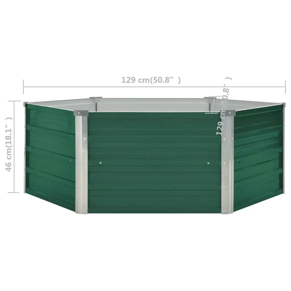 Raised Garden Bed 129x129x46 cm Galvanised Steel Green 47015