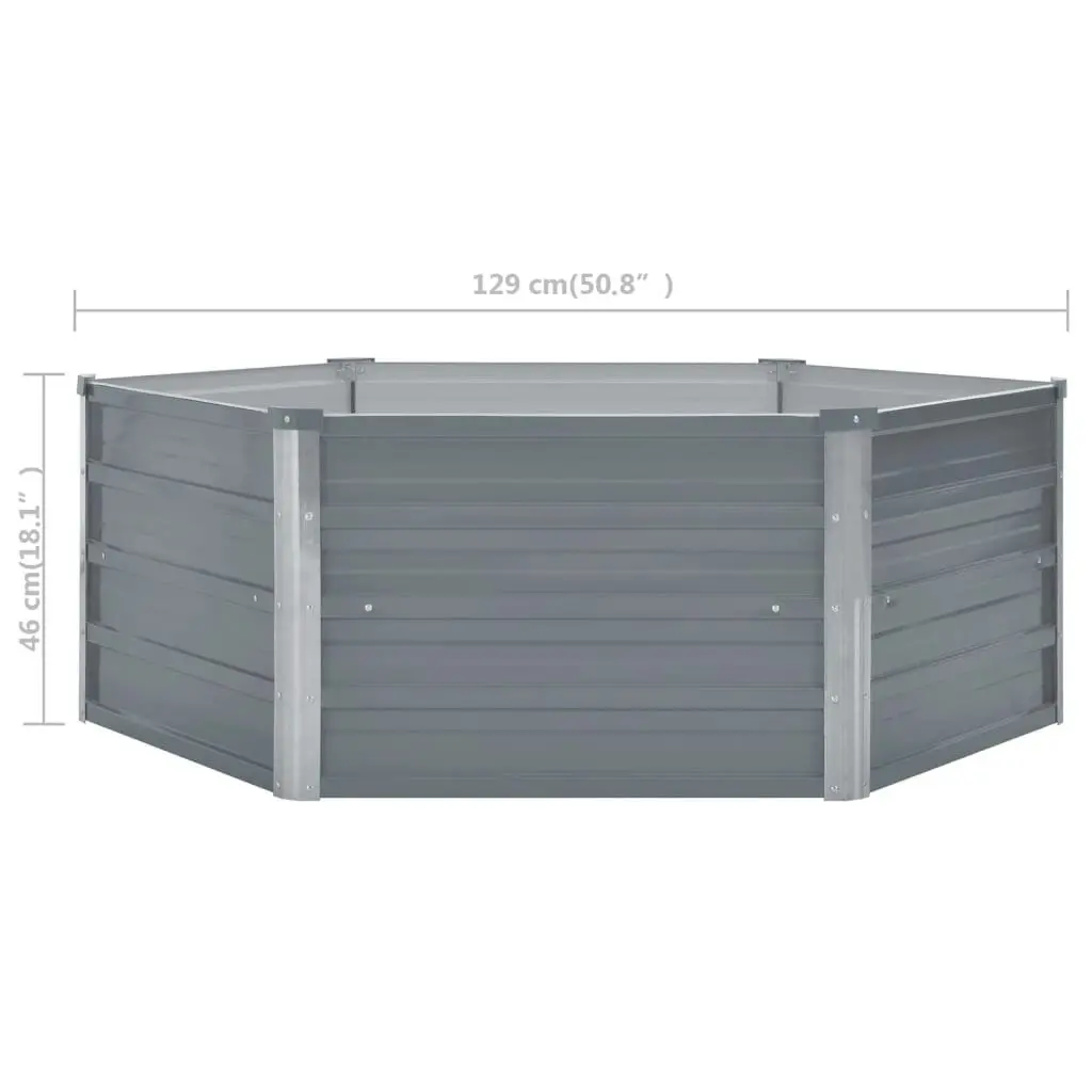 Raised Garden Bed 129x129x46 cm Galvanised Steel Grey 42405