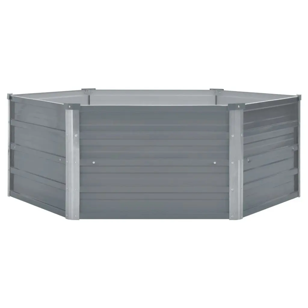 Raised Garden Bed 129x129x46 cm Galvanised Steel Grey 42405