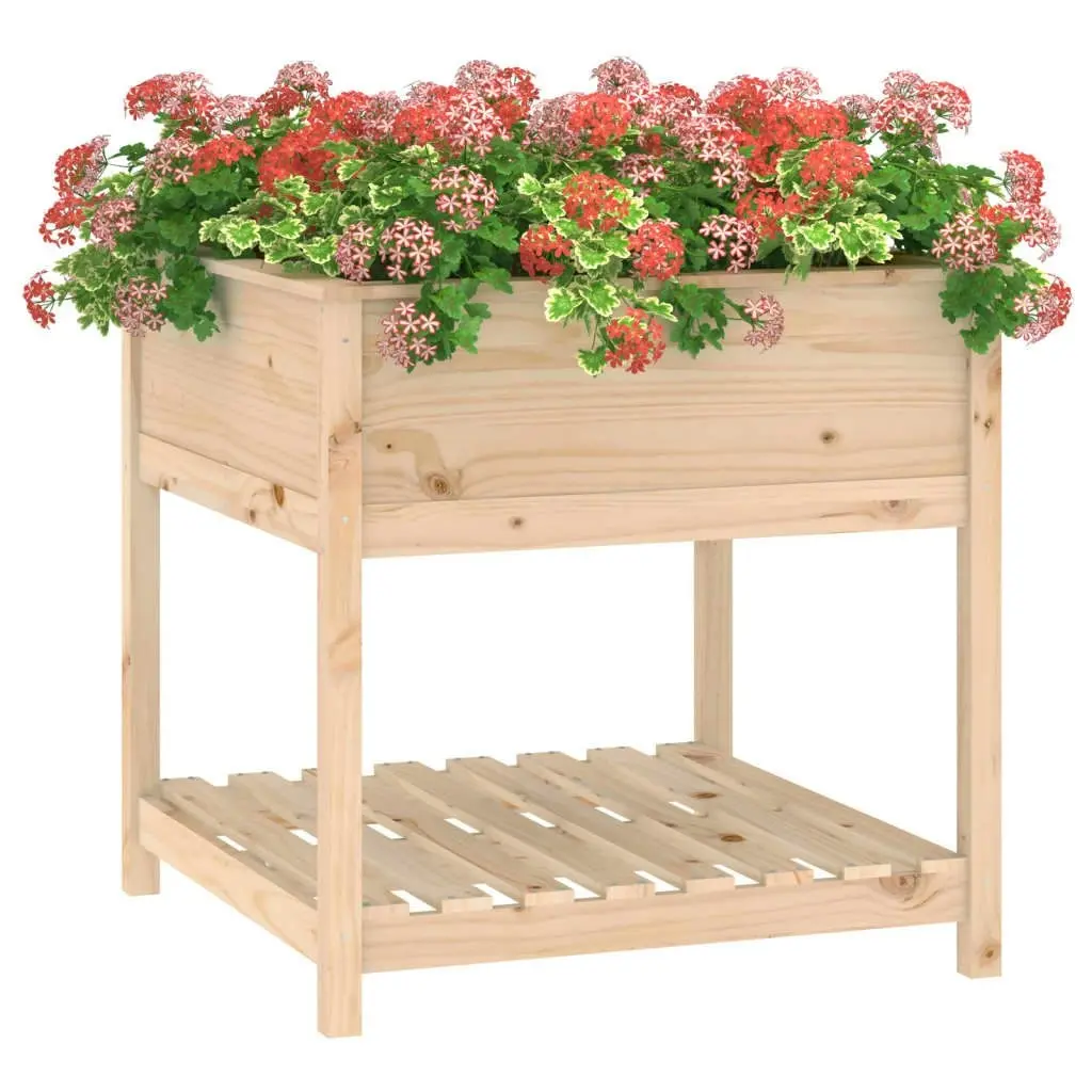 Planter with Shelf 82.5x82.5x81 cm Solid Wood Pine 823794