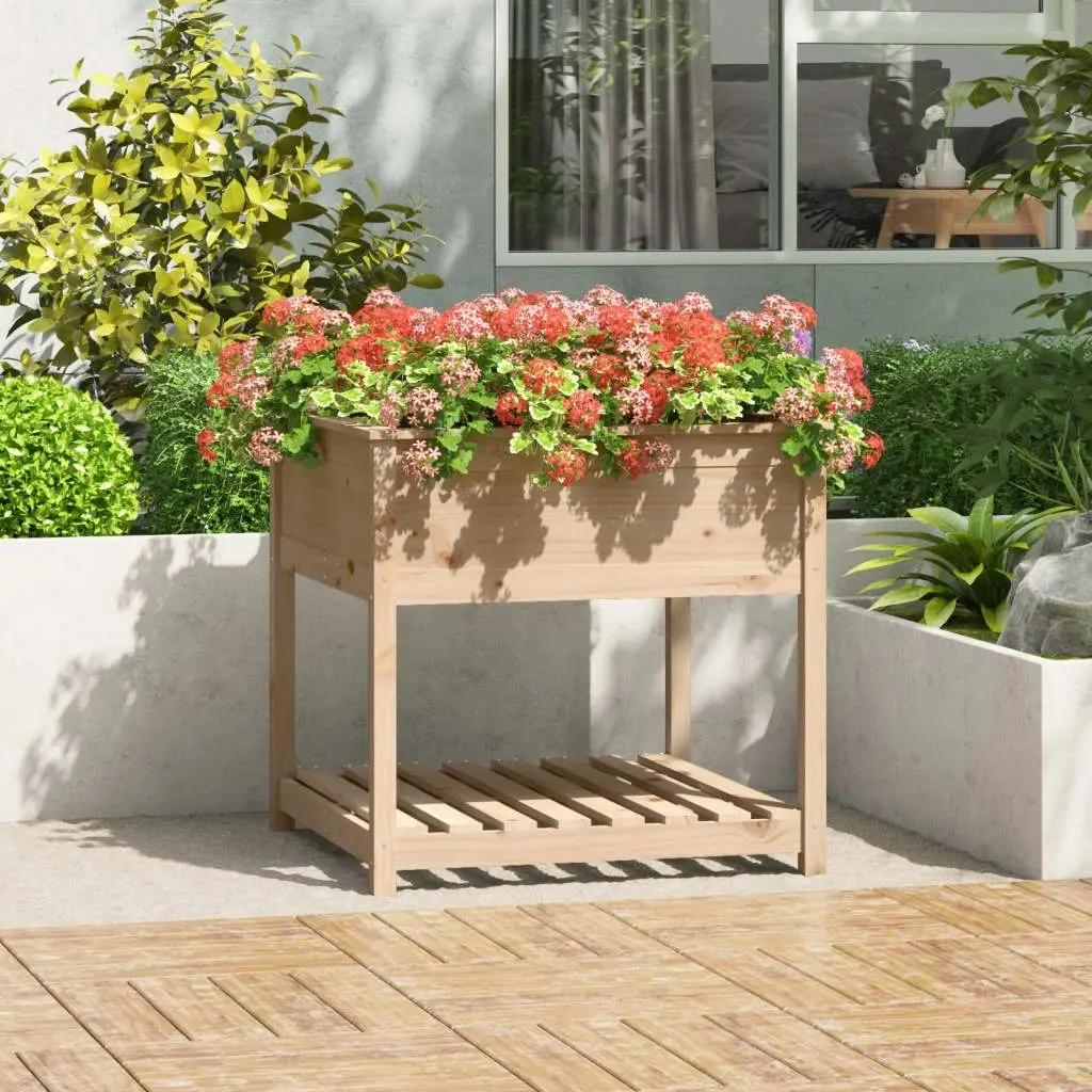 Planter with Shelf 82.5x82.5x81 cm Solid Wood Pine 823794