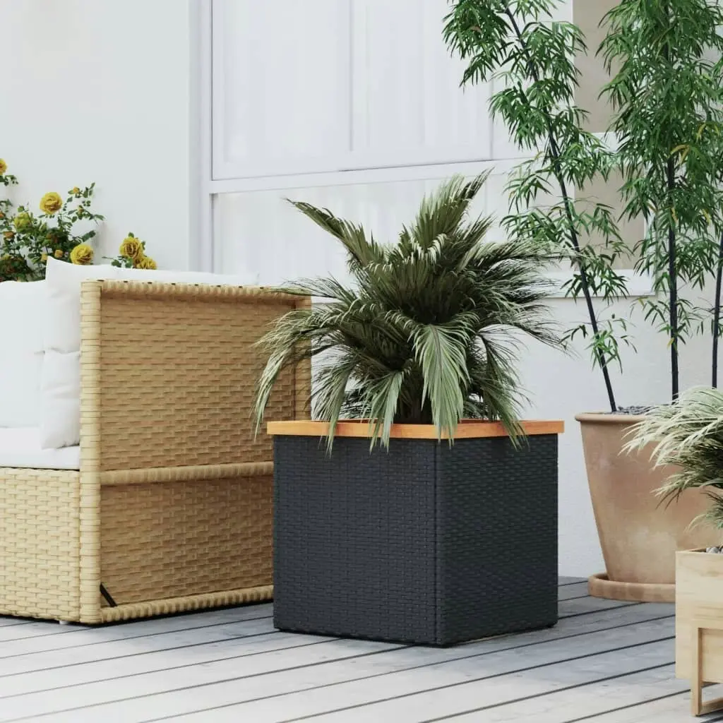 Planter Black 40x40x40 cm Poly Rattan 319414