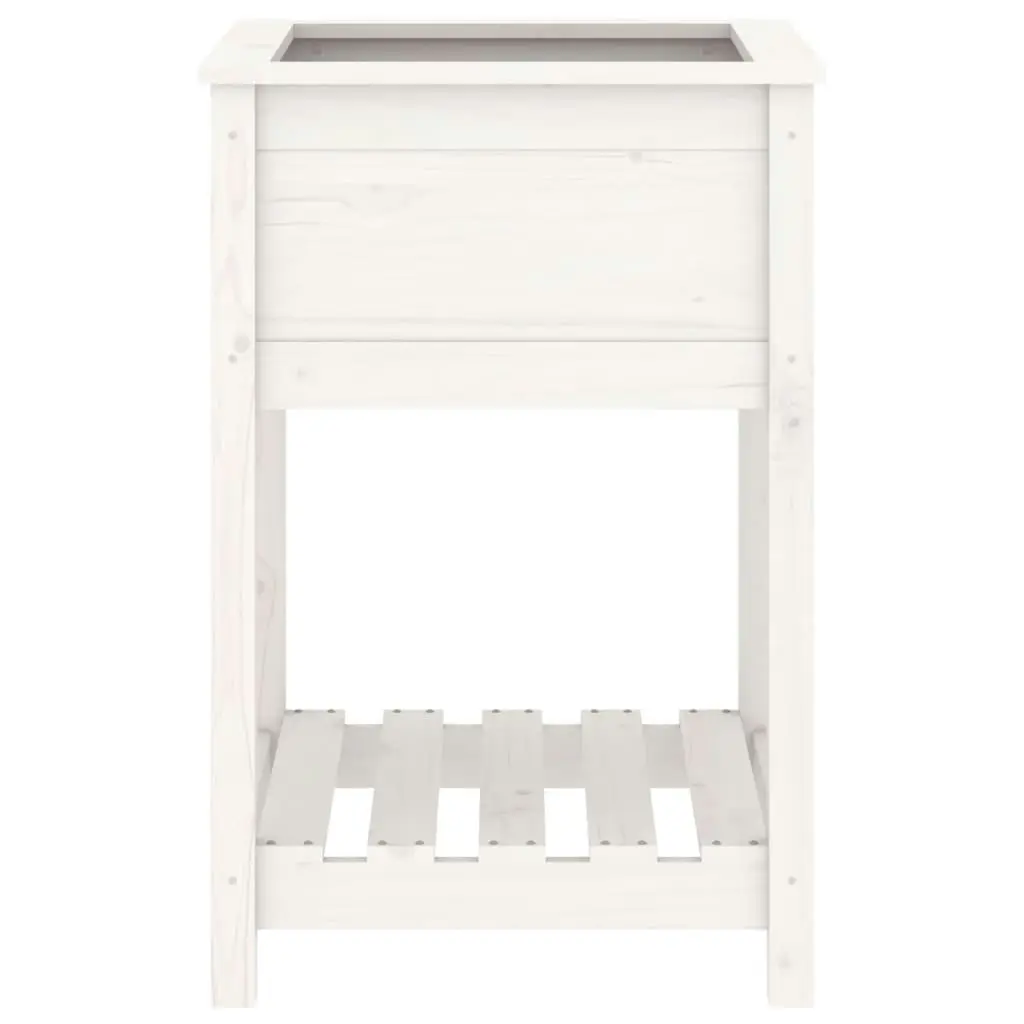 Planter with Shelf White 54x54x81 cm Solid Wood Pine 823774