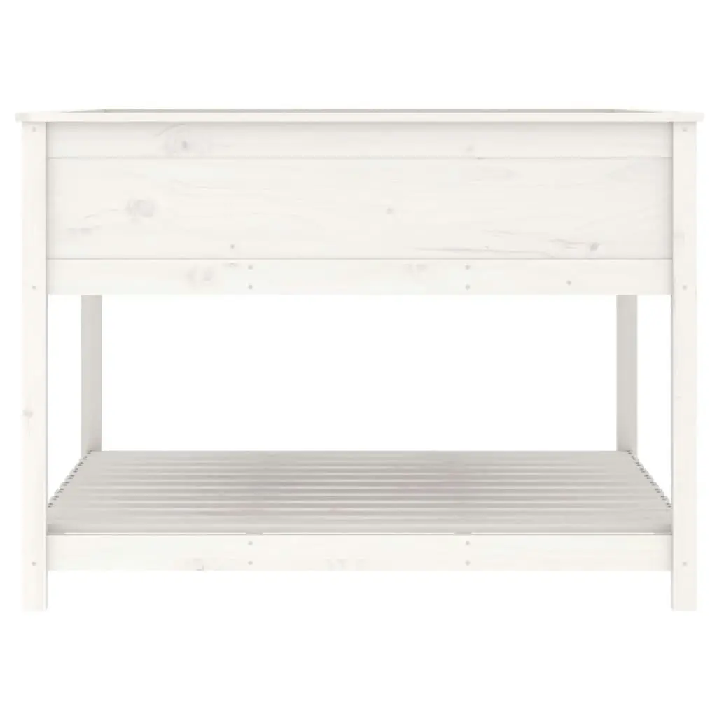 Planter with Shelf White 111.5x111.5x81 cm Solid Wood Pine 823802