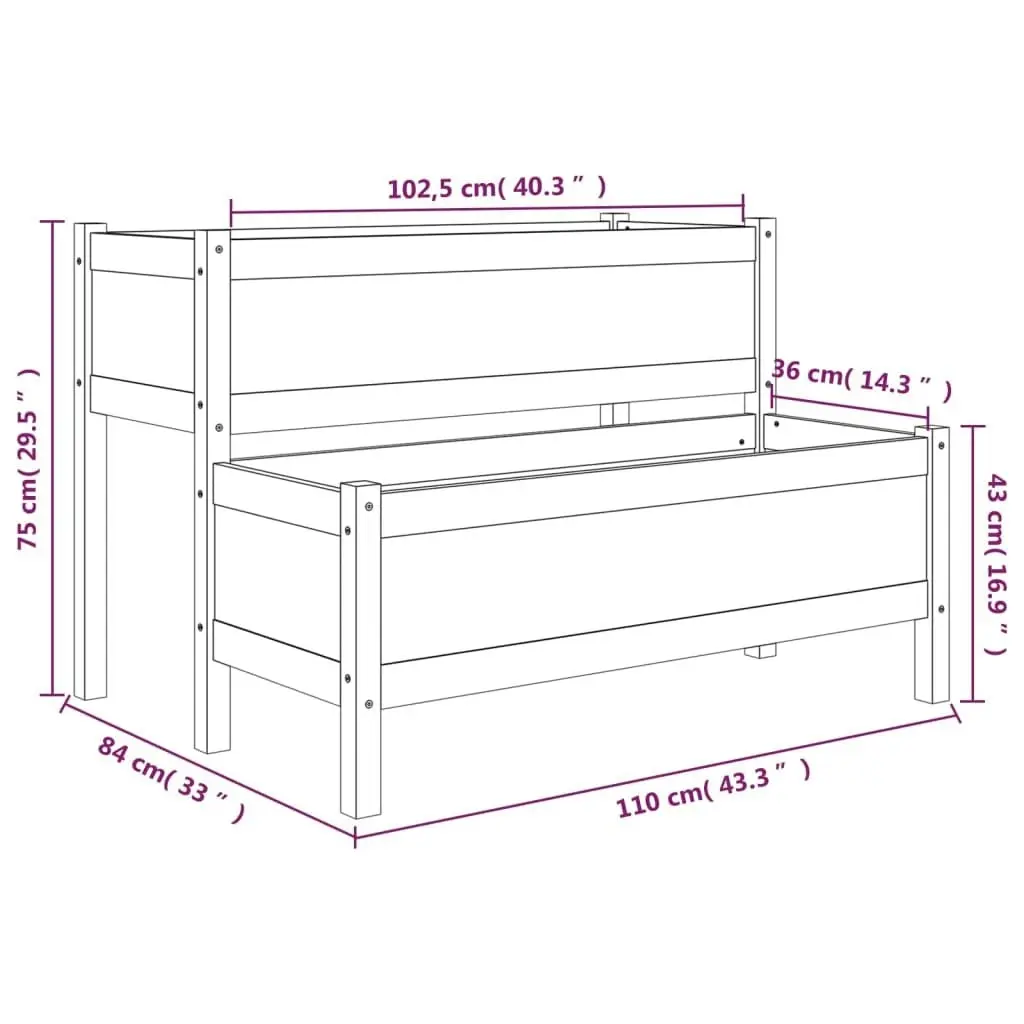 Planter 110x84x75 cm Solid Wood Pine 822262