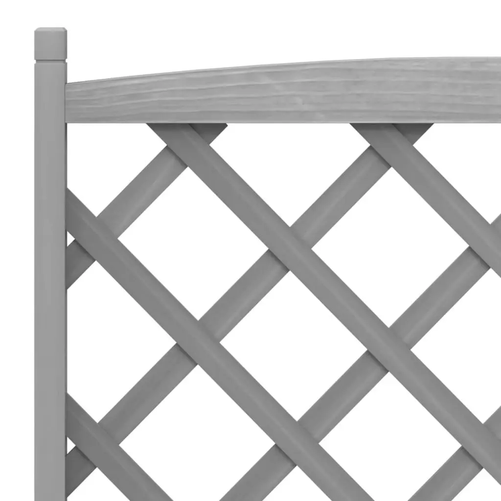 Planter with Trellis and Wheels Grey Solid Wood Fir 3207654