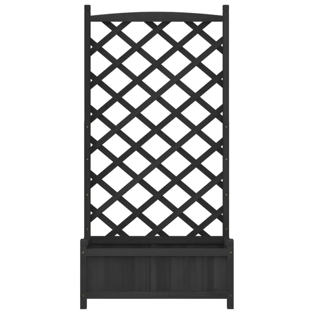 Planter with Trellis Black Solid Wood Fir 365490