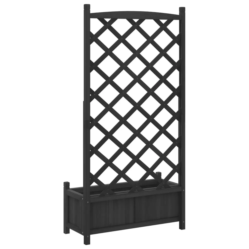 Planter with Trellis Black Solid Wood Fir 365490