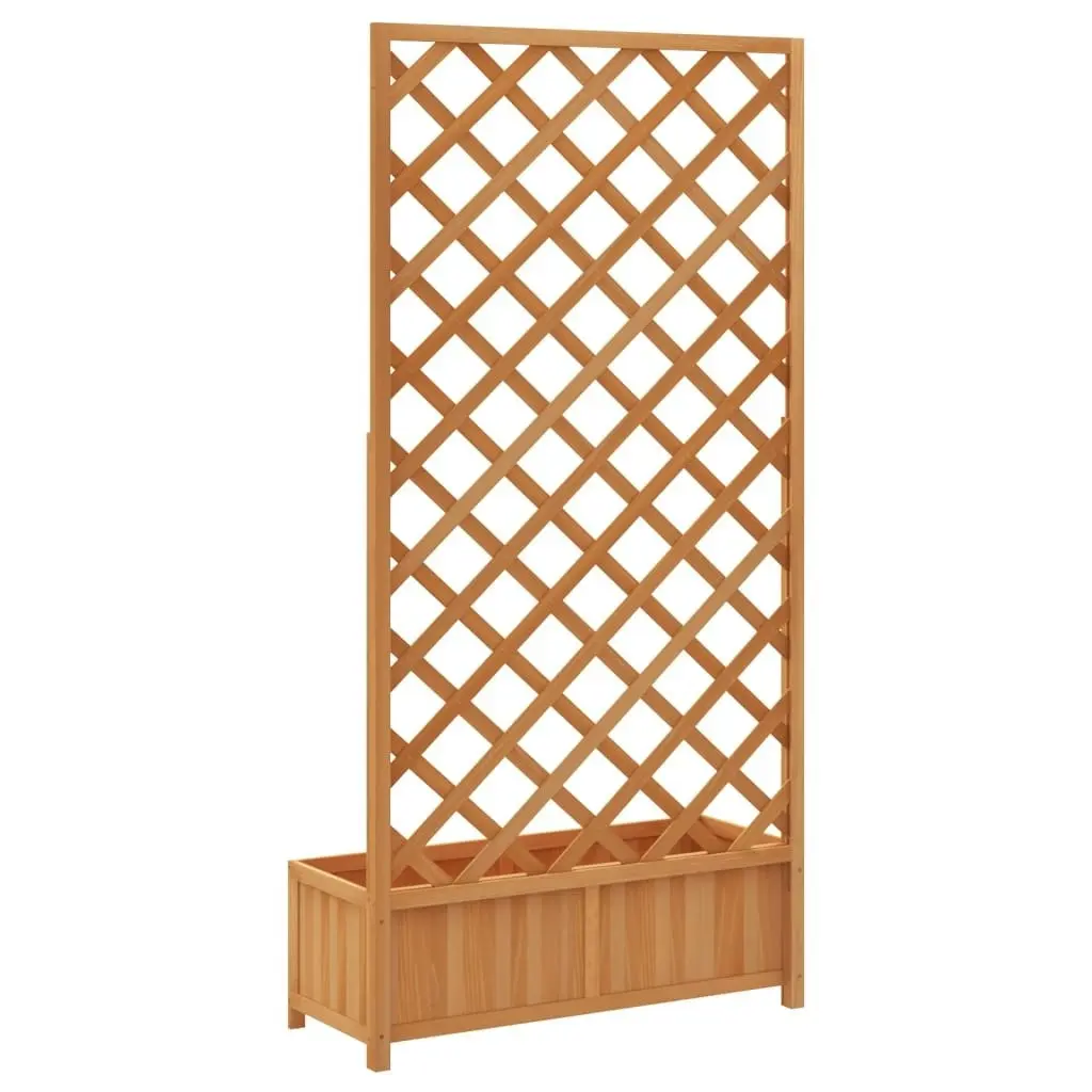 Planter with Trellis Brown Solid Wood Fir 365479