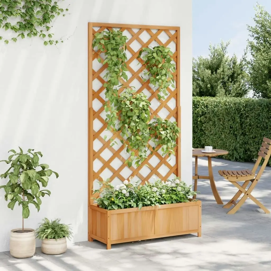 Planter with Trellis Brown Solid Wood Fir 365479