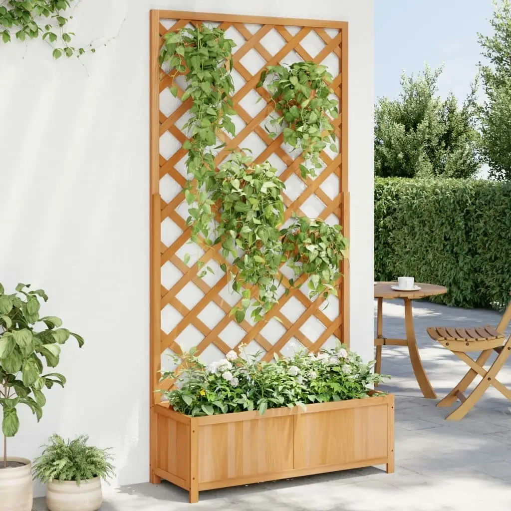 Planter with Trellis Brown Solid Wood Fir 365479