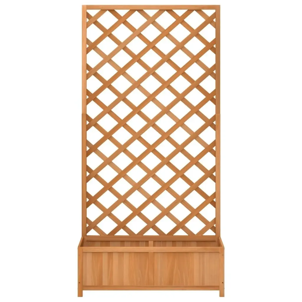 Planter with Trellis Brown Solid Wood Fir 365479