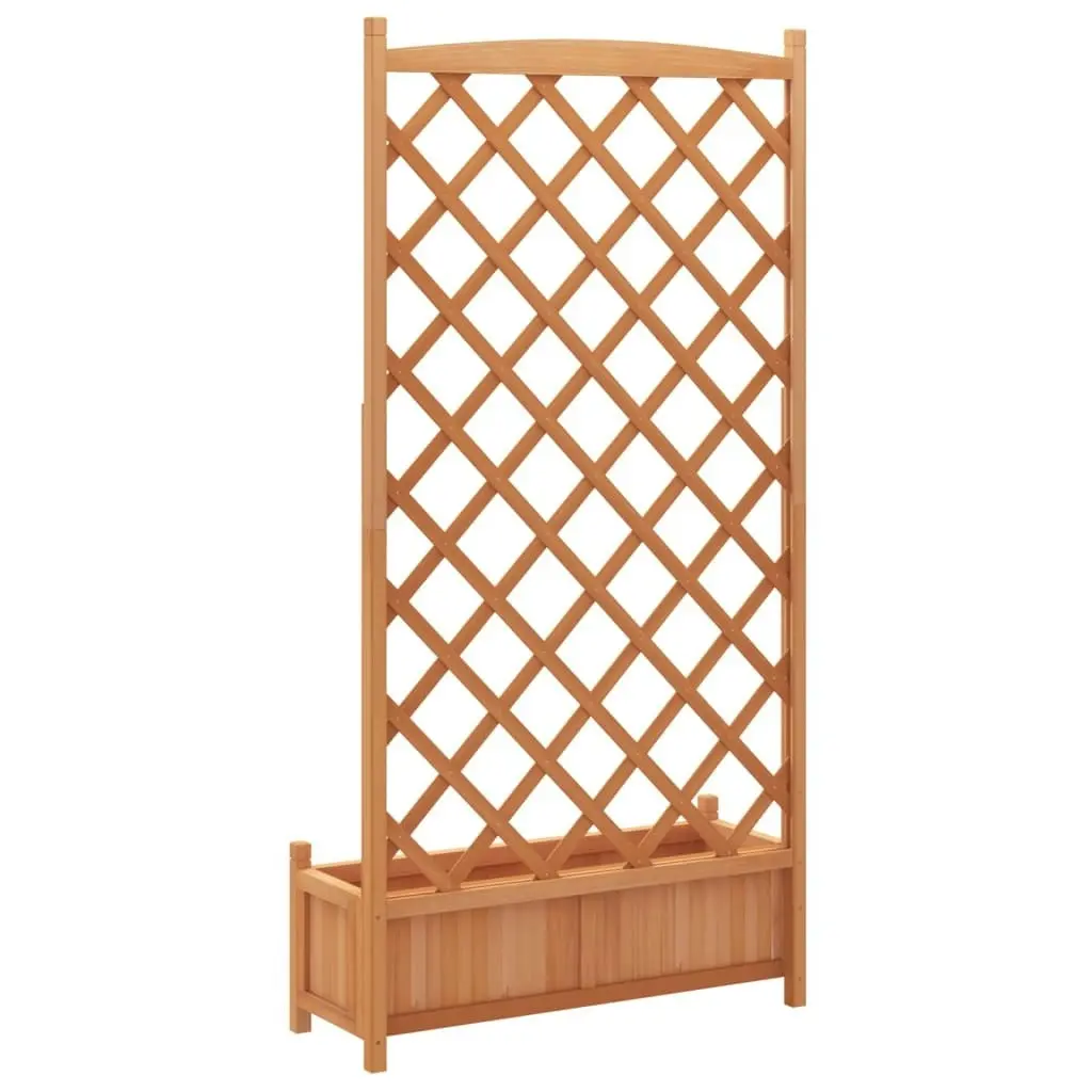 Planter with Trellis Brown Solid Wood Fir 365491