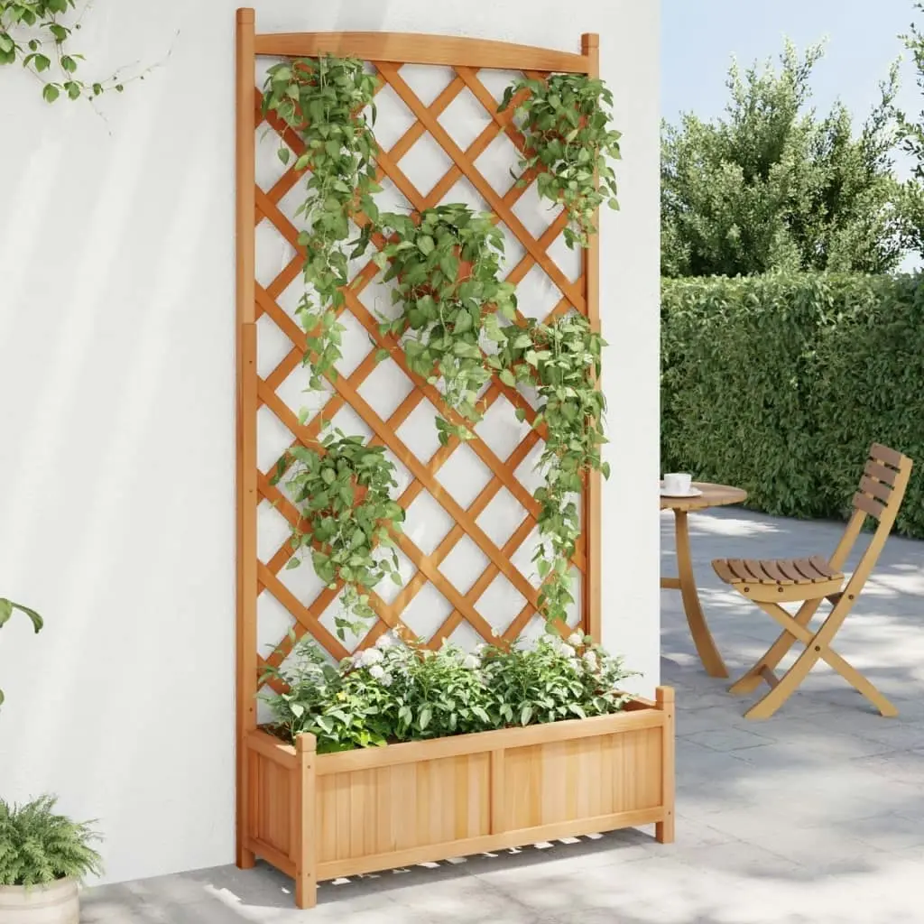 Planter with Trellis Brown Solid Wood Fir 365491