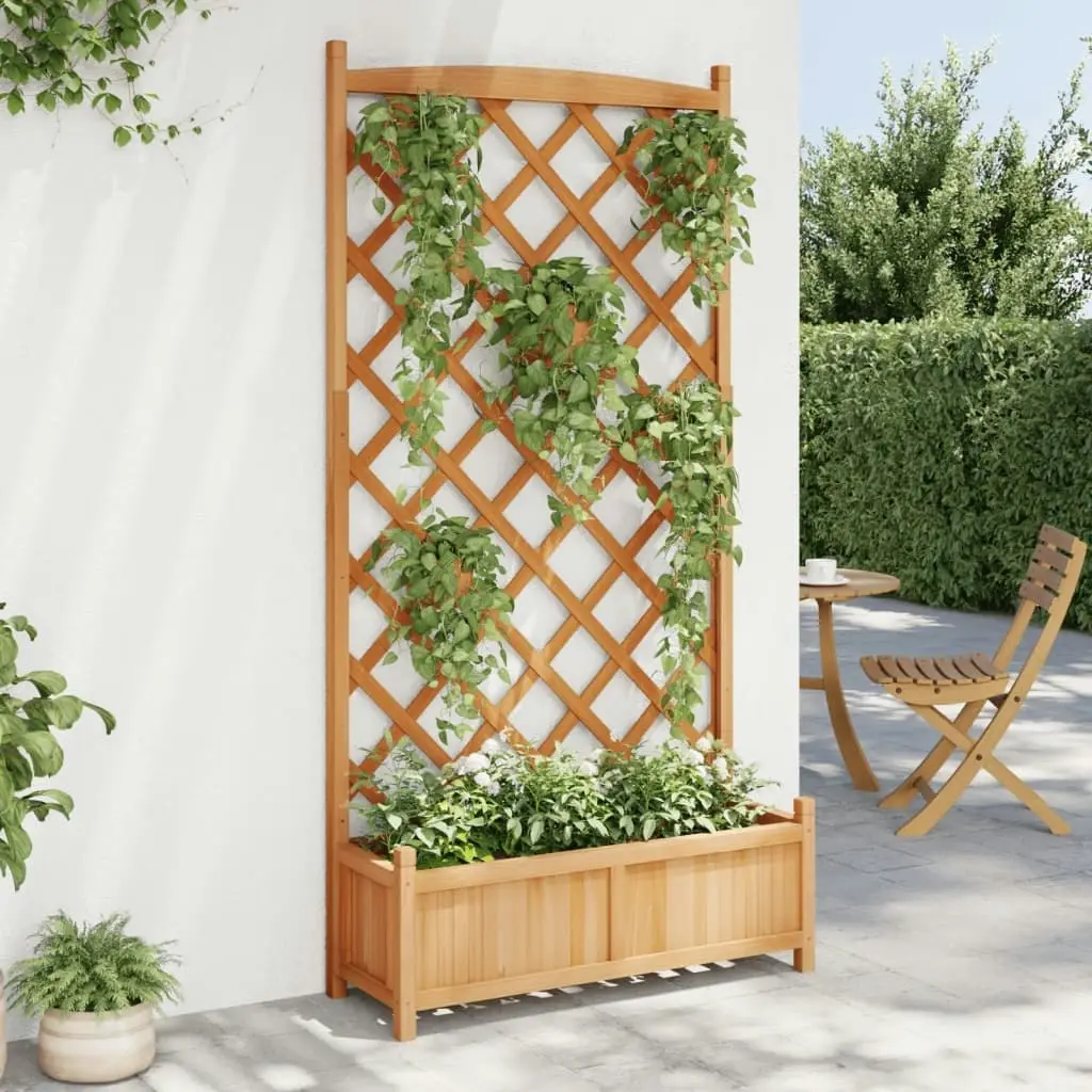 Planter with Trellis Brown Solid Wood Fir 365491