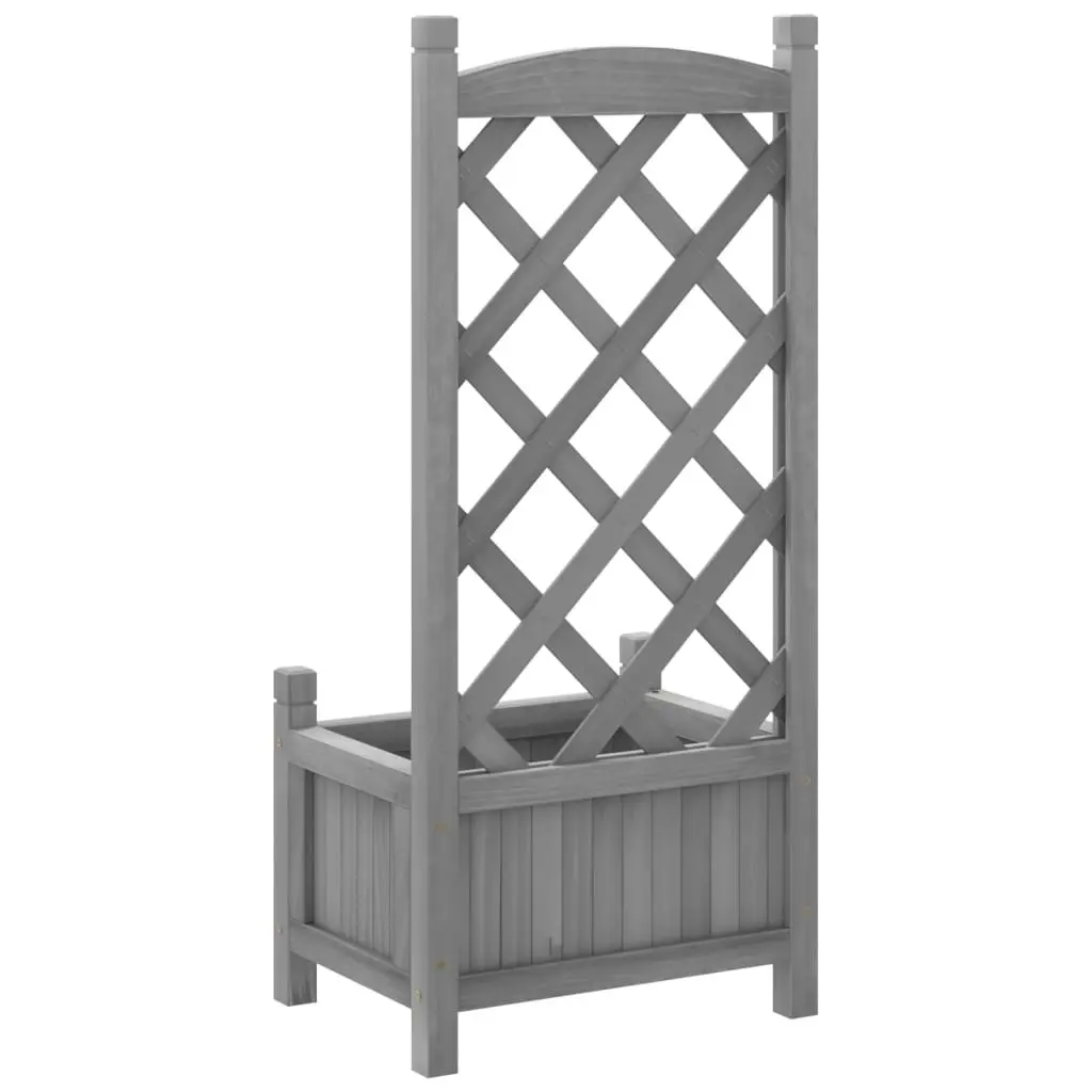 Planter with Trellis Grey Solid Wood Fir 365483