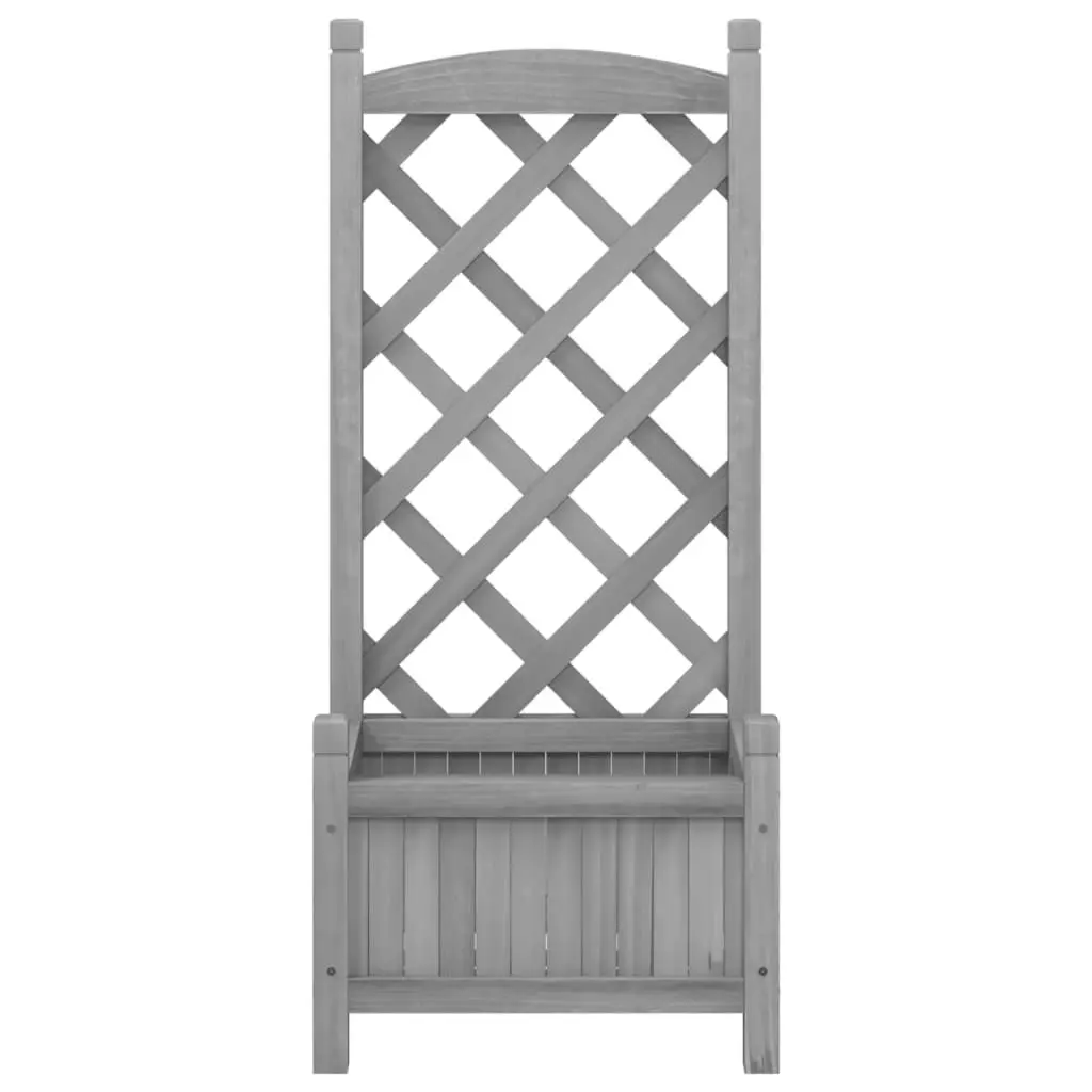 Planter with Trellis Grey Solid Wood Fir 365483