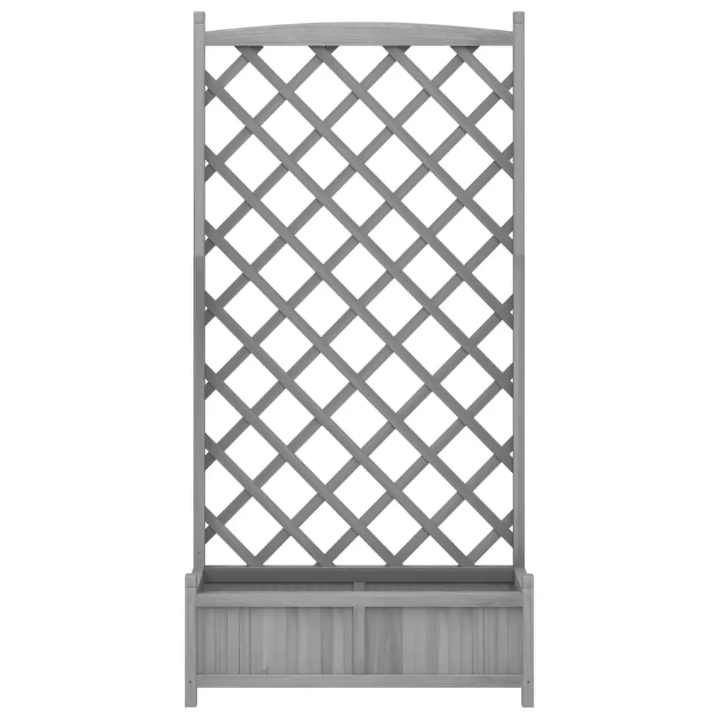 Planter with Trellis Grey Solid Wood Fir 365492